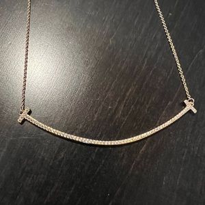 Tiffany 18k Diamond Rose Gold smile necklace